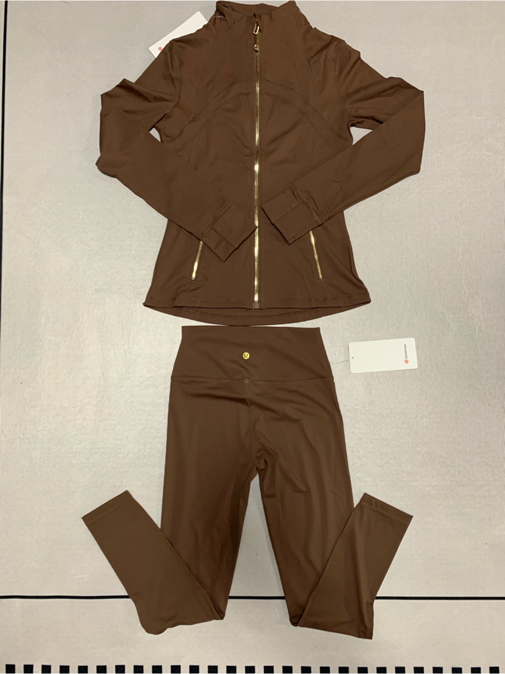 lululemon athletica Brown Bomber-Style Zip Jacket & Leggings Set